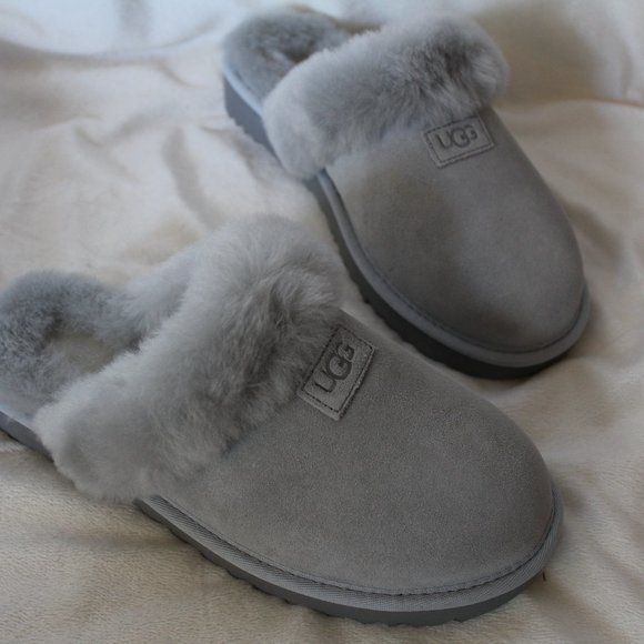 UGG Shoes - NIB UGG WOMEN'S GENUINE SHEARLING SUEDE SLIP ON SLIPPERS GRAY